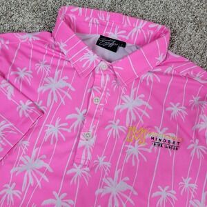 Sunday Swagger Mens Large Pink AOP Floral Performance Stretch Golf Polo SS